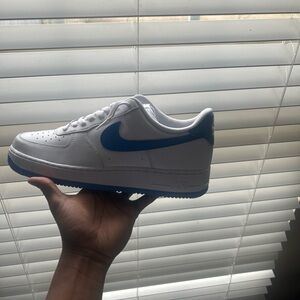 Nike Men's White and Sky Blue Sneakers